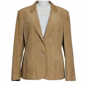 Ultrasuede Women’s M Camel Tan Microsuede Blazer Jacket 2-Button Fully Lined